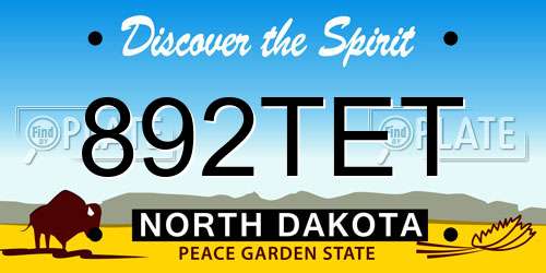 892TET North Dakota License Plate