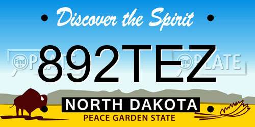 892TEZ North Dakota License Plate