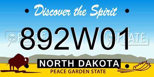 892W01 North Dakota License Plate