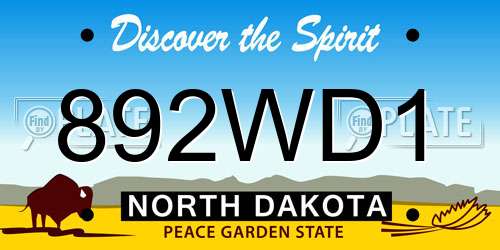 892WD1 North Dakota License Plate