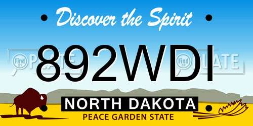 892WDI North Dakota License Plate