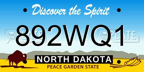 892WQ1 North Dakota License Plate