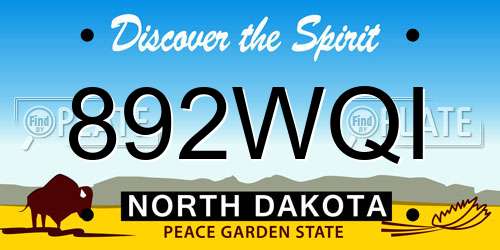 892WQI North Dakota License Plate