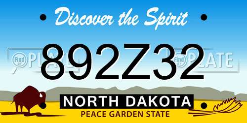 892Z32 North Dakota License Plate