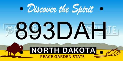 893DAH North Dakota License Plate