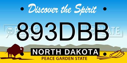 893DBB North Dakota License Plate
