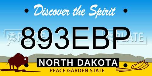 893EBP North Dakota License Plate