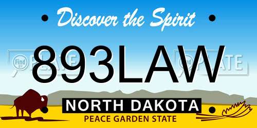 893LAW North Dakota License Plate