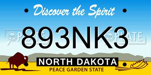 893NK3 North Dakota License Plate