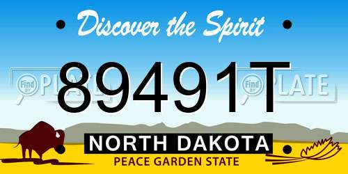 89491T North Dakota License Plate