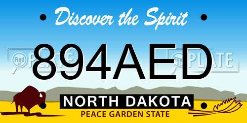 894AED North Dakota License Plate