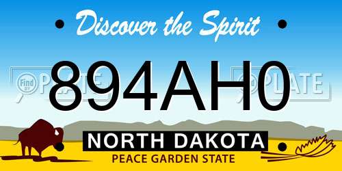 894AH0 North Dakota License Plate