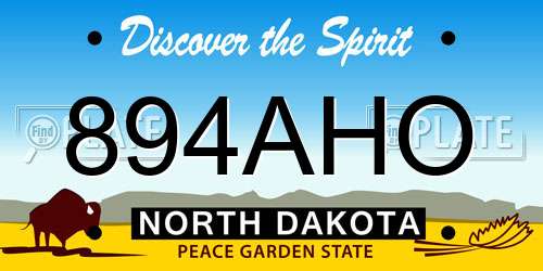 894AHO North Dakota License Plate