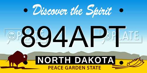 894APT North Dakota License Plate