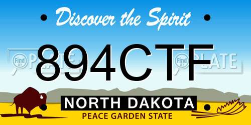 894CTF North Dakota License Plate