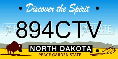 894CTV North Dakota License Plate