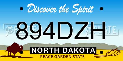 894DZH North Dakota License Plate