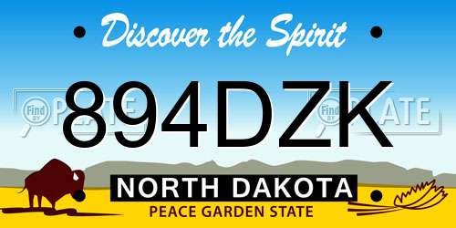 894DZK North Dakota License Plate