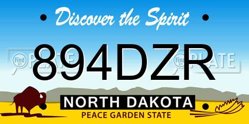 894DZR North Dakota License Plate