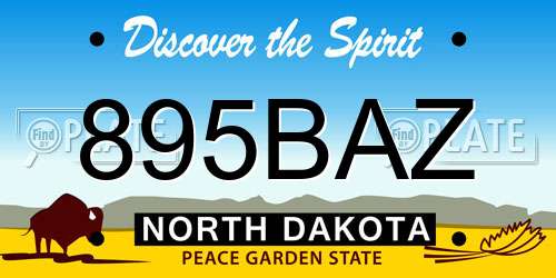 895BAZ North Dakota License Plate