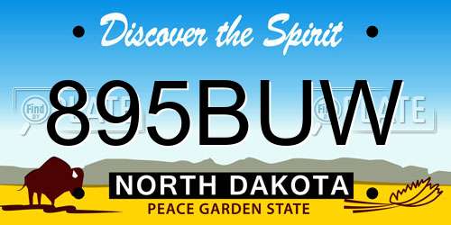 895BUW North Dakota License Plate