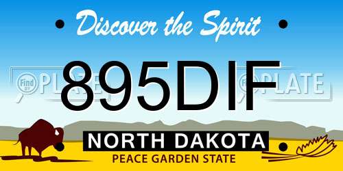 895DIF North Dakota License Plate
