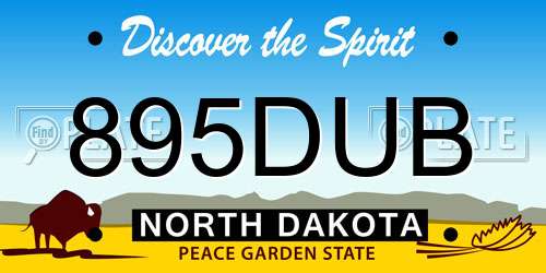 895DUB North Dakota License Plate