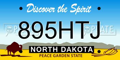 895HTJ North Dakota License Plate