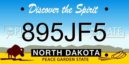 895JF5 North Dakota License Plate