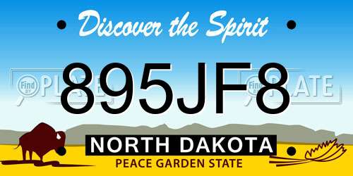 895JF8 North Dakota License Plate