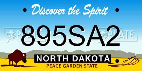 895SA2 North Dakota License Plate
