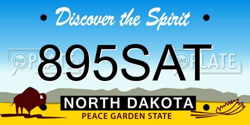 895SAT North Dakota License Plate