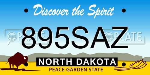895SAZ North Dakota License Plate