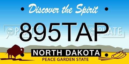 895TAP North Dakota License Plate