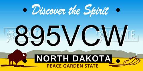 895VCW North Dakota License Plate