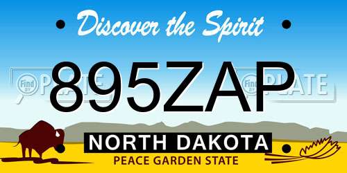 895ZAP North Dakota License Plate