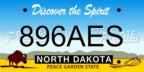 896AES North Dakota License Plate
