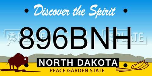 896BNH North Dakota License Plate
