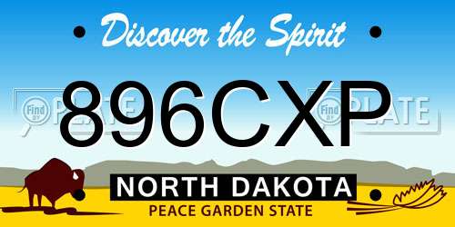 896CXP North Dakota License Plate