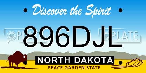 896DJL North Dakota License Plate