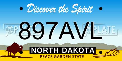897AVL North Dakota License Plate
