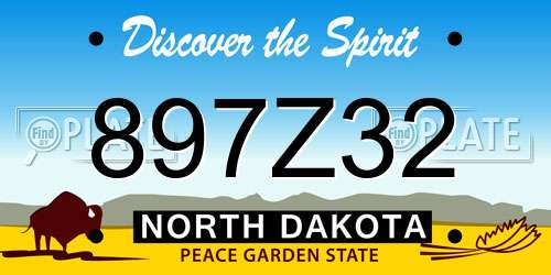 897Z32 North Dakota License Plate