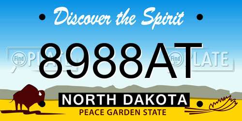 8988AT North Dakota License Plate