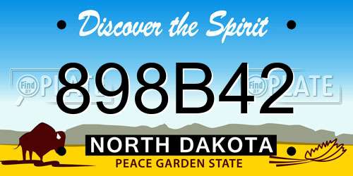 898B42 North Dakota License Plate