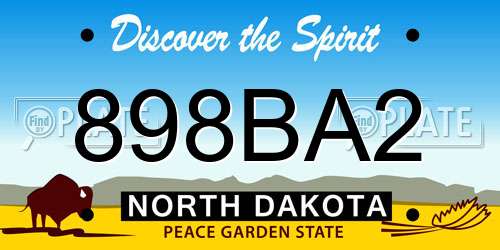 898BA2 North Dakota License Plate