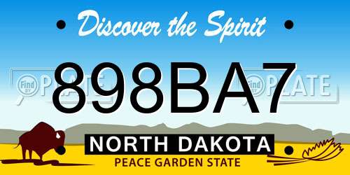 898BA7 North Dakota License Plate