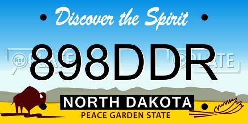 898DDR North Dakota License Plate