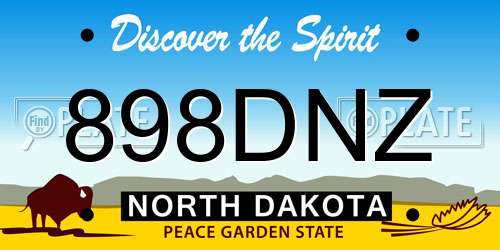 898DNZ North Dakota License Plate