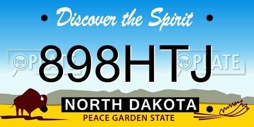 898HTJ North Dakota License Plate