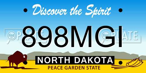 898MGI North Dakota License Plate